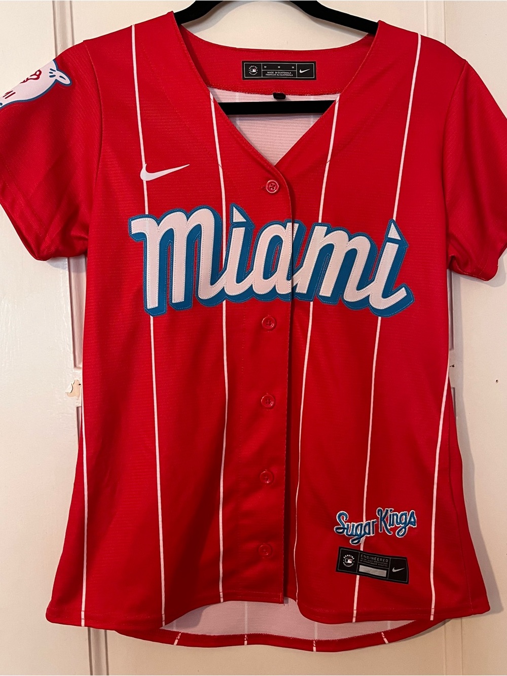 Nike MLB Miami Marlins City Connect Sugar Kings Jersey Red Women’s Size M
